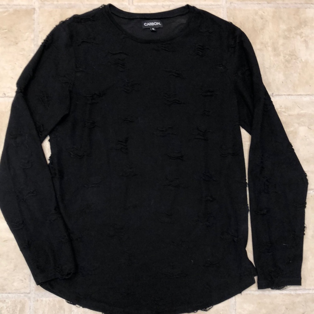 Carbon distressed long sleeve